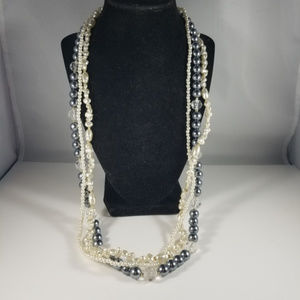 Triple Strand Faux Pearl Necklace